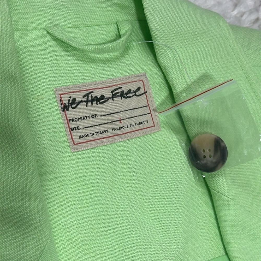 NWOT Free People bright Green Lime Bright Young Things Linen oversized Vest - Picture 9 of 11
